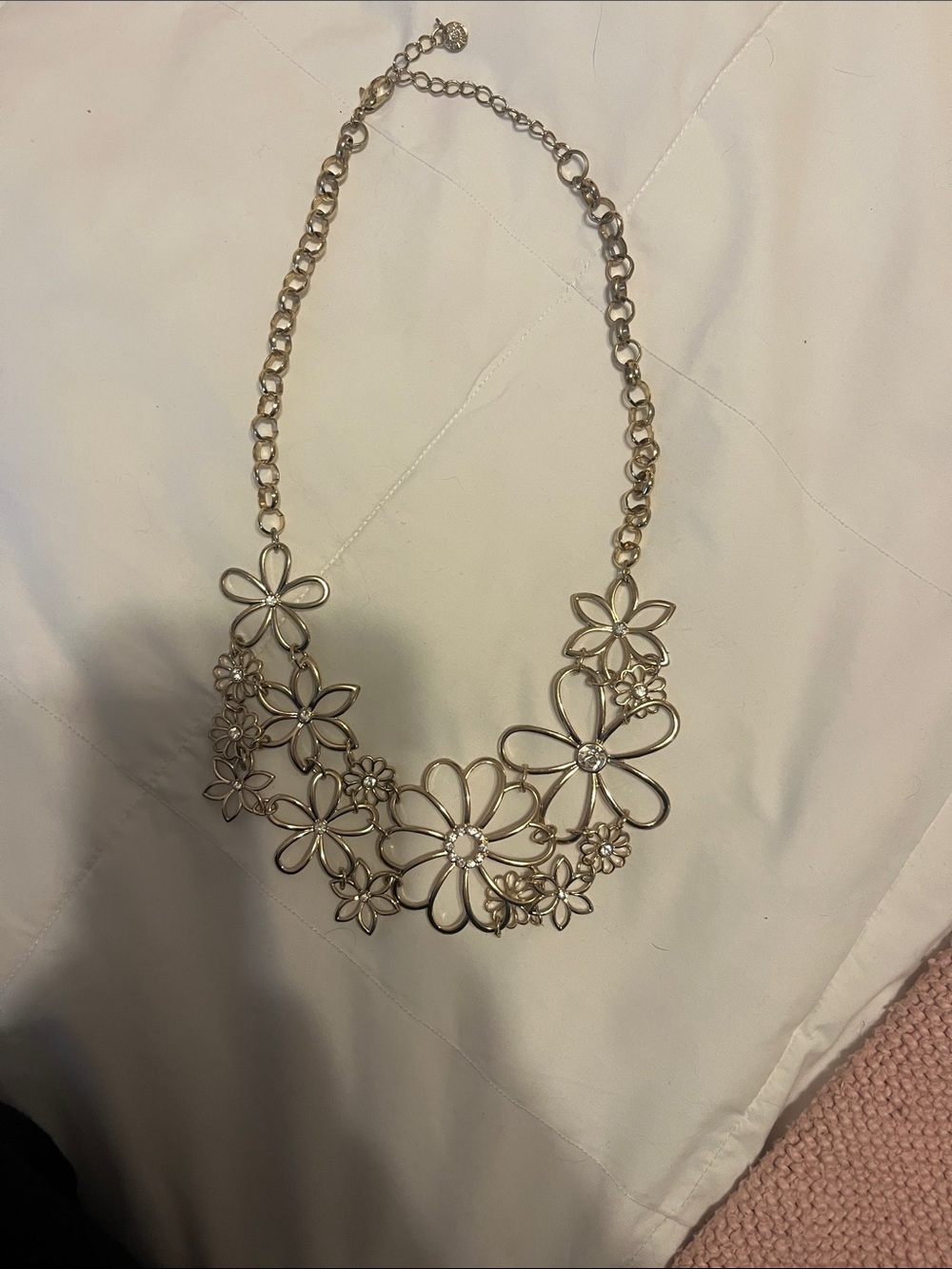 Gold Floral Openwork Statement Necklace
